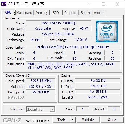 Core i5 7300HQ 