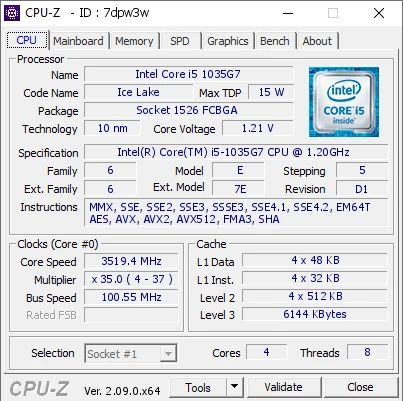 Intel Core i5 1035G7 