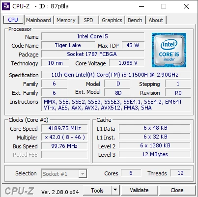 Intel Core i5-11500H 