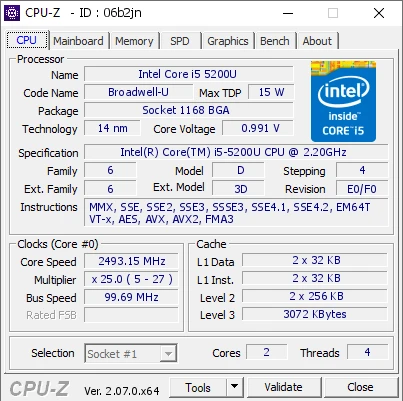 پردازنده اینتل Intel Core i5 5200u