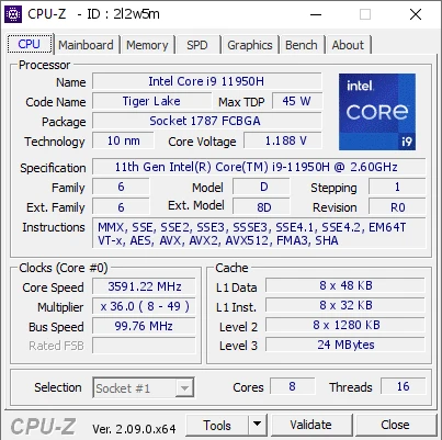 پردازنده اینتل Intel Core i9 11950H