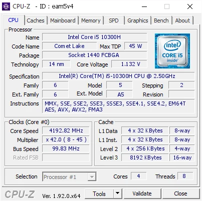 پردازنده اینتل Core i5 10300H