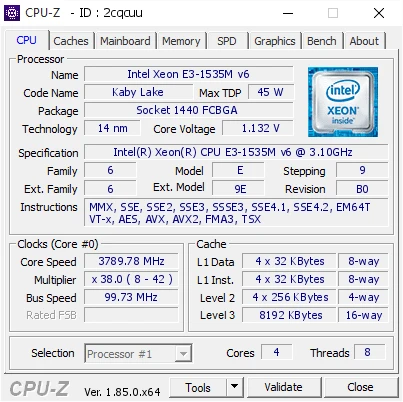 پردازنده اینتل Intel Xeon E3-1535M v6